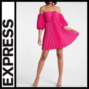 NWT Express Off Shoulder Pleated Mini Dress